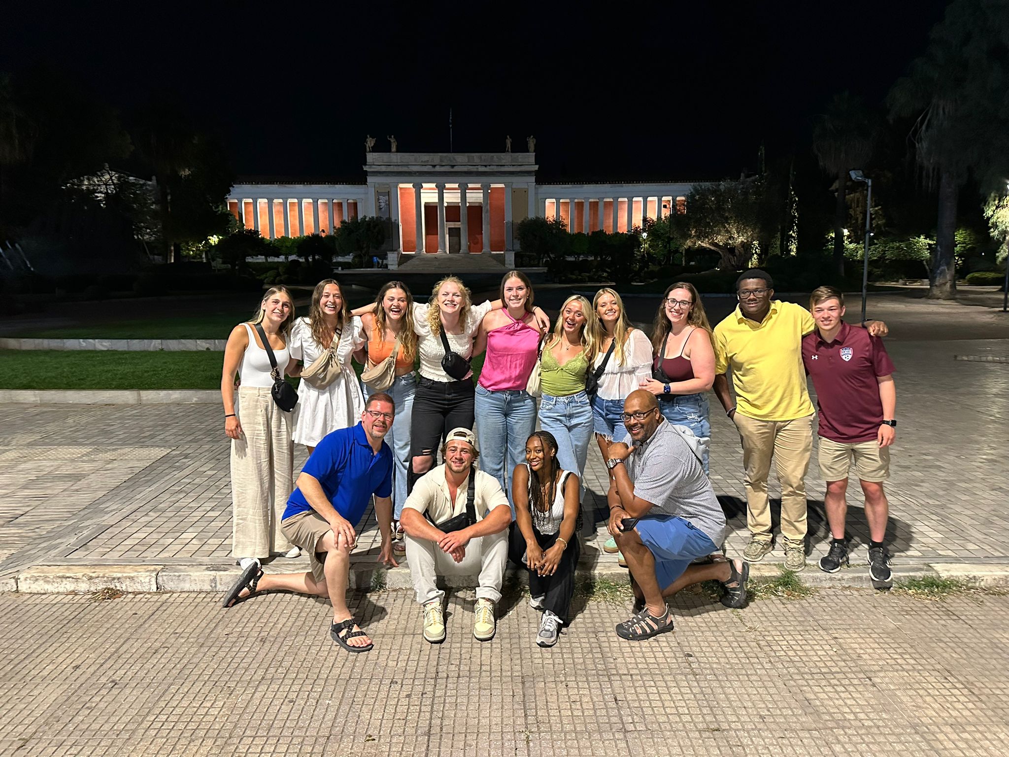 Presbyterian College students posing for a picture on a Maymester trip to Greece.