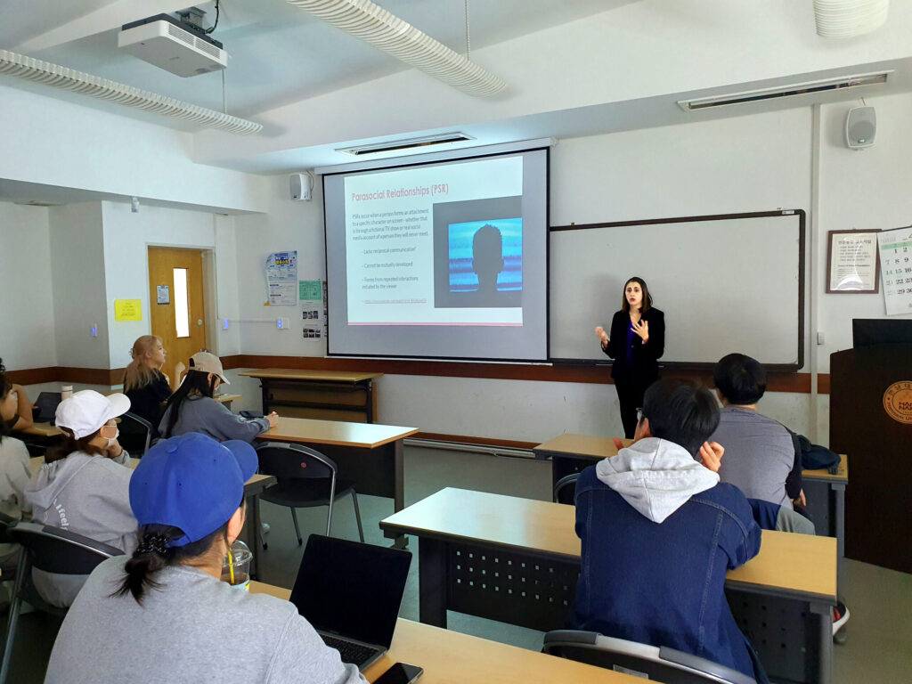 A picture of a Presbyterian College faculty member in an exchange program. 