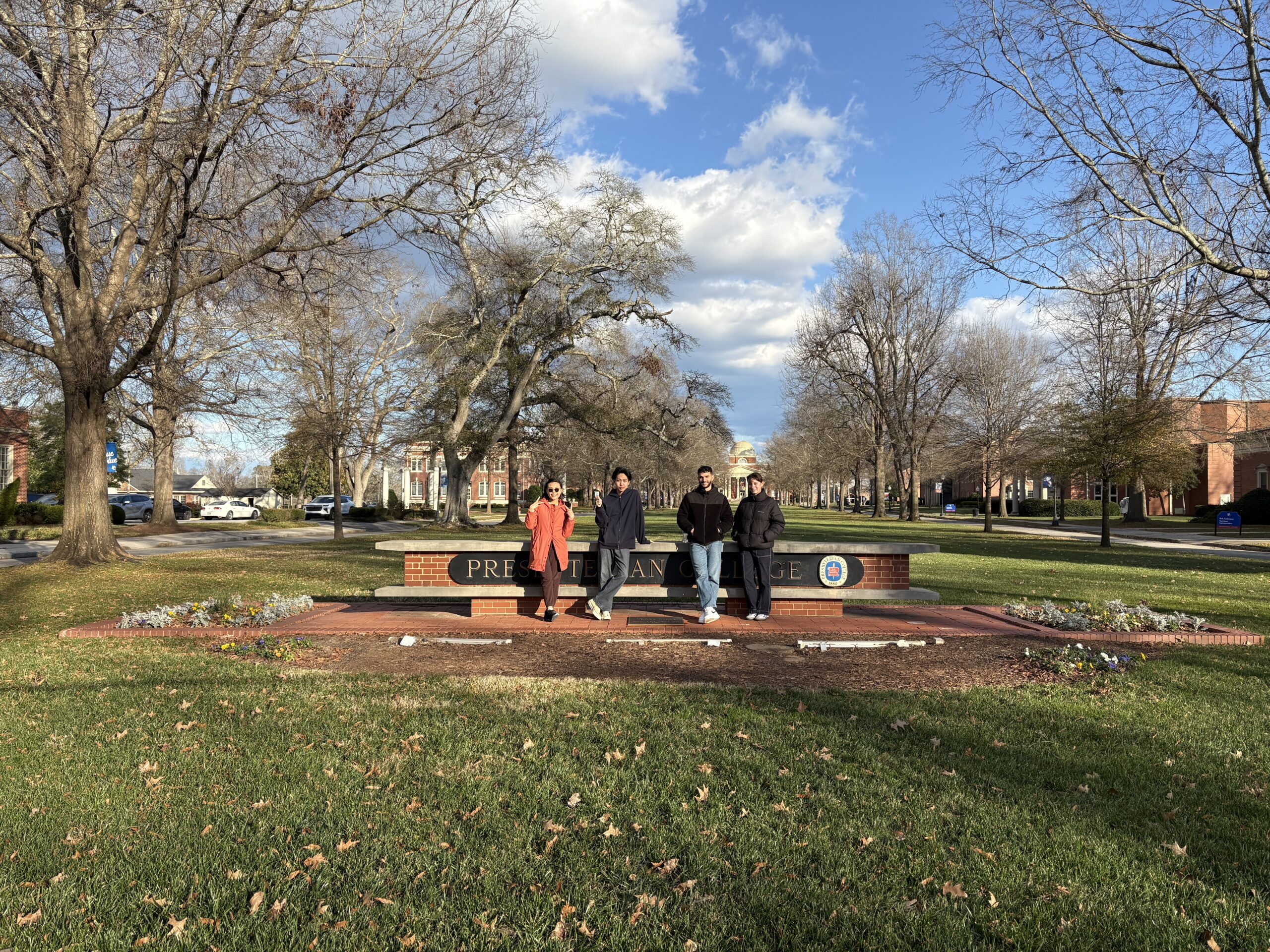 International students at Presbyterian College Sign.