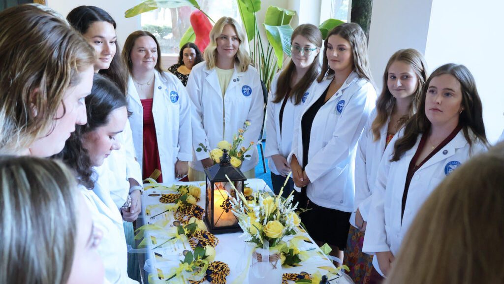 Presbyterian College Occupational Therapy Doctoral Program inducted 17 new members of the Pi Theta Epsilon honor society during a service on Aug. 24 in the Harper Center.