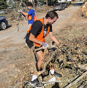 Presbyterian College students volunteered to clean up limbs and debris in the Lydia community in the aftermath of Hurricane Helene.